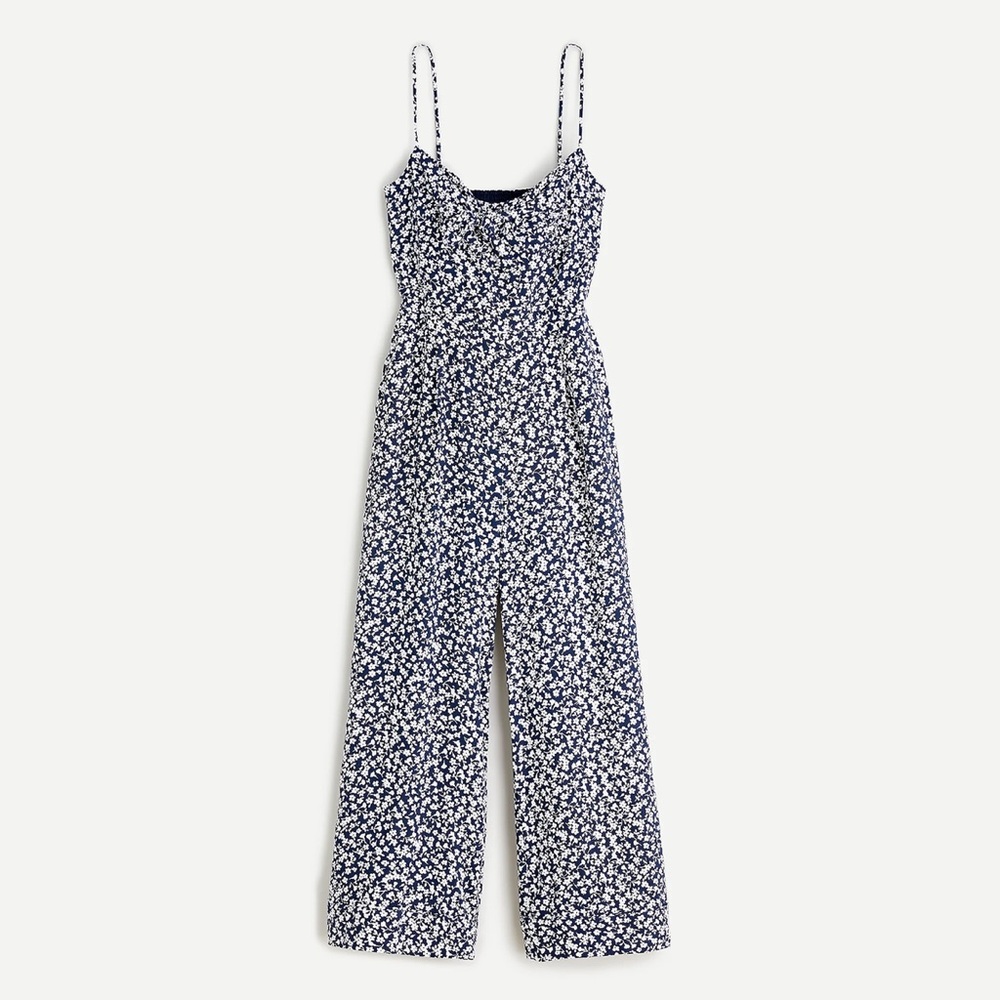 NWT J. Crew Petite floral tie-front wide-leg jumpsuit